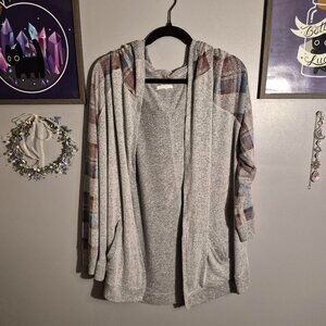 Gray Hooded Cardigan